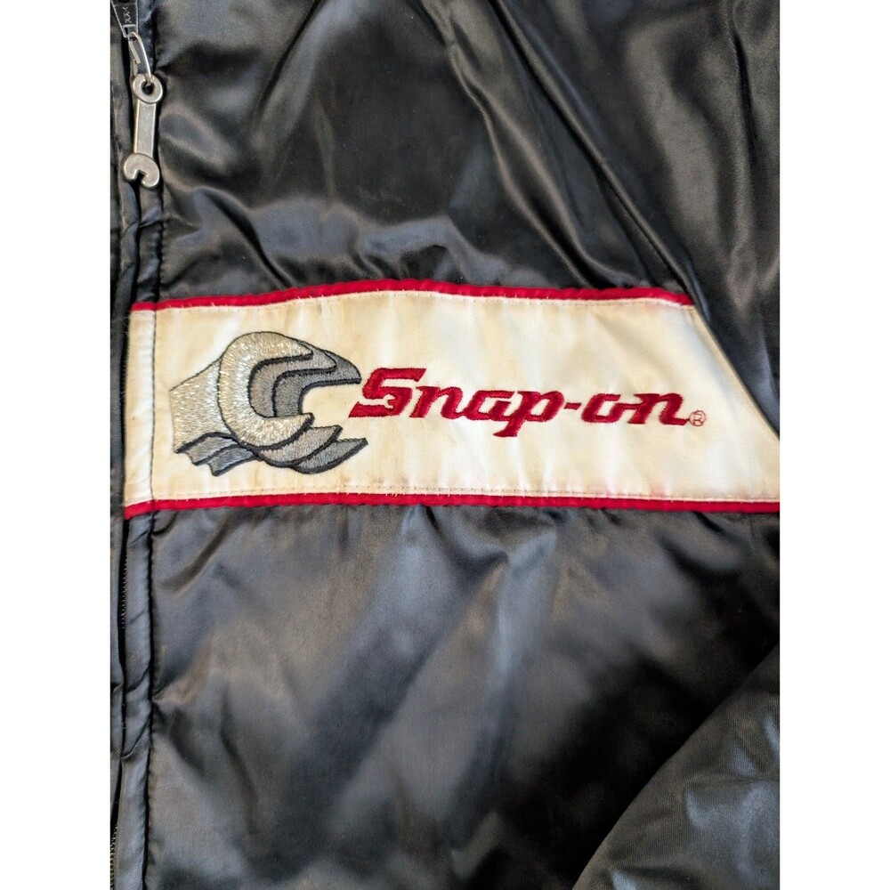 Vtg 90s Mens Medium Snap On Racing Quilt Lined Satin Bomber Jacket USA Snapon - Picture 5 of 16